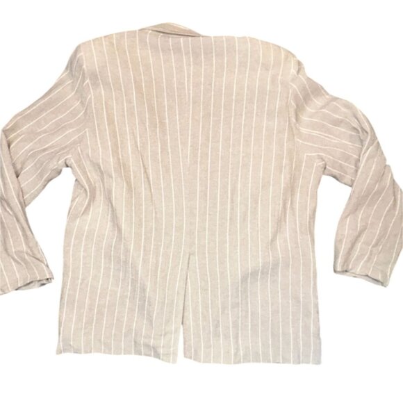 Halston Womens Linen Blend Pinstripe Blazer XL NWT Old Money Sophisticated - Picture 9 of 11